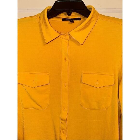 Lynn Ryan Womans yellow gold soft long sleeve Tie Cuffs button down top Size  XL - Picture 2 of 5